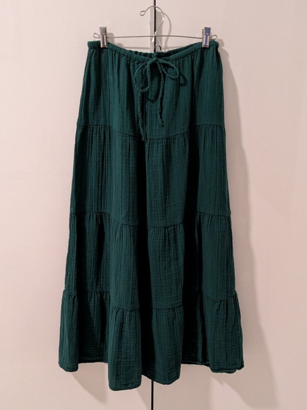 Gap Tiered Deep Green Maxi Skirt Size Small EUC